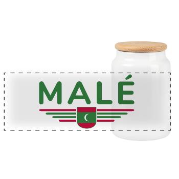 Malé fans: Stylish clothing - Panoramic Cookie Jar with Wooden Lid - white - Front