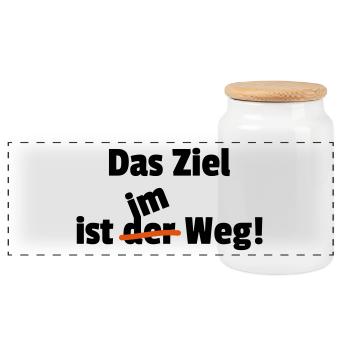 Das Ziel ist im der Weg Philosophie Motivation - Panorama Keksdose mit Holzdeckel - Weiß - Vorne