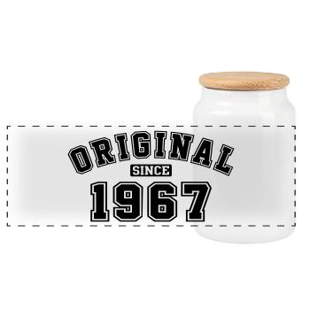 Original Since 1967 College Style - Panoramic Cookie Jar with Wooden Lid - white - Front