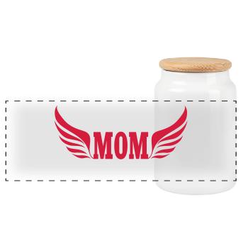 Wonder mom - mutter - Panorama Keksdose mit Holzdeckel - Weiß - Vorne