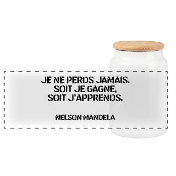 Nelson Mandela - citation - Boîte à biscuits avec couvercle en bois - blanc - Devant