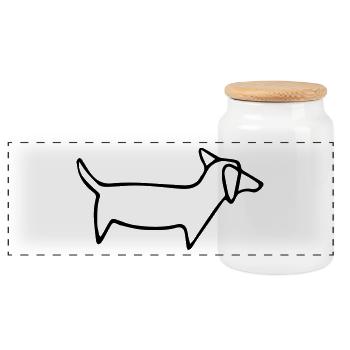 Teckel minimalisme dessin - Boîte à biscuits avec couvercle en bois - blanc - Devant