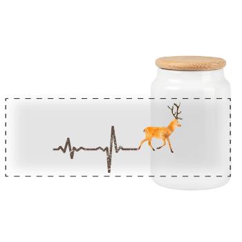 Heartbeat Hirsch farbig - Geschenk - Panorama Keksdose mit Holzdeckel - Weiß - Vorne