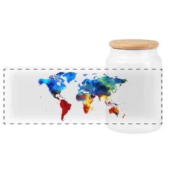 colorful earth - Panorama Keksdose mit Holzdeckel - Weiß - Vorne