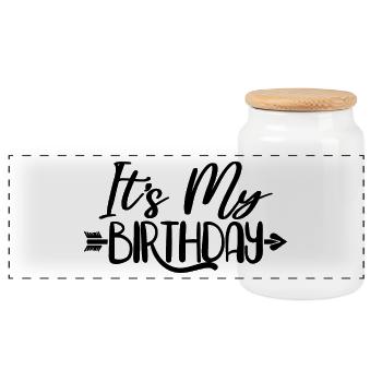 It's My Birthday Cool Birthday Party Geschenk & Outfit - Panorama Keksdose mit Holzdeckel - Weiß - Vorne
