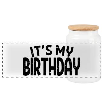 It's My Birthday Cool Birthday Party Geschenk & Outfit - Panorama Keksdose mit Holzdeckel - Weiß - Vorne