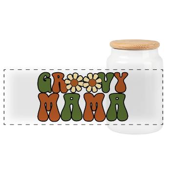 Groovy Mama Mother's Day Matching Family For Women - Panoramic Cookie Jar with Wooden Lid - white - Front