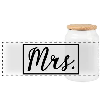 Mrs. Matching Paar Verlobung Hochzeit Flitterwochen - Panorama Keksdose mit Holzdeckel - Weiß - Vorne