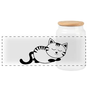 schlafende Katze kawaii Katze Katzenshirt Geschenk - Panorama Keksdose mit Holzdeckel - Weiß - Vorne