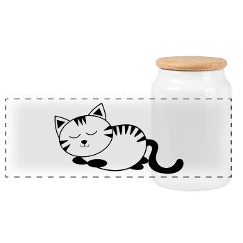 Black Cat Cat Sweet Kitten Christmas Gift - Panoramic Cookie Jar with Wooden Lid - white - Front