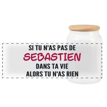 If you don't have a sebastien then you have nothing - Panoramic Cookie Jar with Wooden Lid - white - Front