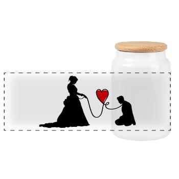 Couple de mariage Jeunes mariés Drôle - Boîte à biscuits avec couvercle en bois - blanc - Devant