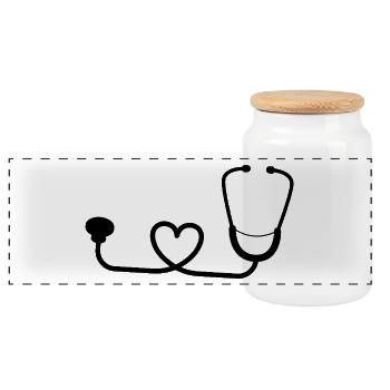 doctor, doctor, nurse - Panoramic Cookie Jar with Wooden Lid - white - Front