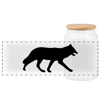 arctic fox fox11 - Panoramic Cookie Jar with Wooden Lid - white - Front