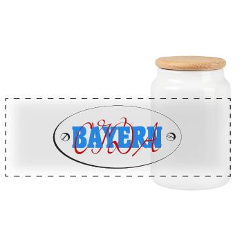 Bayern, Bayern Oida, Bavaria, Bayernwappen - Panorama Keksdose mit Holzdeckel - Weiß - Vorne
