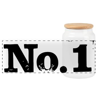 No. 1 - Number 1 - Panoramic Cookie Jar with Wooden Lid - white - Front