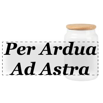 Cool Quote in Latin - Per Ardua Ad Astra - Panoramic Cookie Jar with Wooden Lid - white - Front