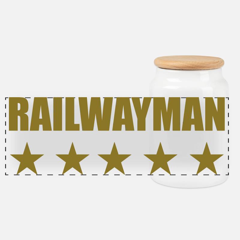 Eisenbahner / Eisenbahnen / Eisenbahn / Bahn - Panorama Keksdose mit Holzdeckel - Weiß
