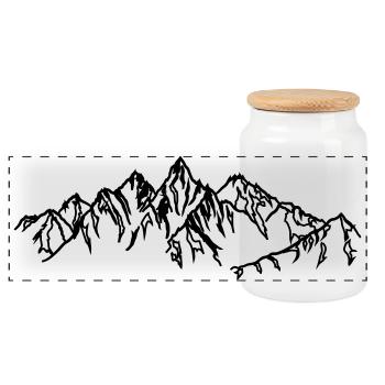 Mountains Black silhouettes in the fog - Panoramic Cookie Jar with Wooden Lid - white - Front