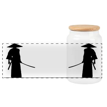 Bataille de samouraï - Boîte à biscuits avec couvercle en bois - blanc - Devant