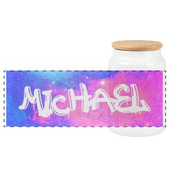 Michael Name Gift Gift Idea Galaxy - Panoramic Cookie Jar with Wooden Lid - white - Front