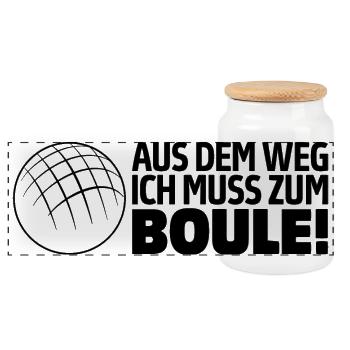 Aus Dem Weg Ich Muss Zum Boule Für Bouler - Panorama Keksdose mit Holzdeckel - Weiß - Vorne