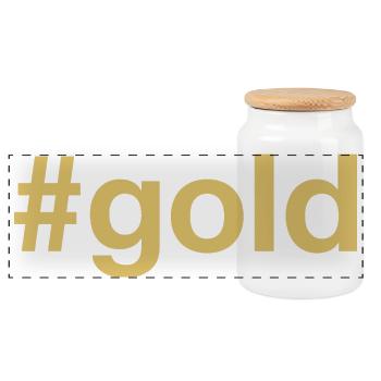 GOLD Hashtag - Panoramic Cookie Jar with Wooden Lid - white - Front