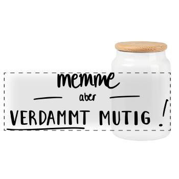 Memme, aber verdammt mutig! - Panorama Keksdose mit Holzdeckel - Weiß - Vorne