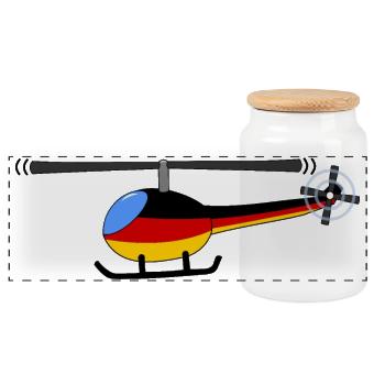 Hubschrauber Deutschland Flagge Kinder - Panorama Keksdose mit Holzdeckel - Weiß - Vorne