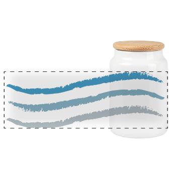 3 dirty lines blue to grey wave - Panoramic Cookie Jar with Wooden Lid - white - Front