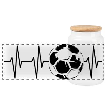 fußball gebraucht illustration herzschlag ball ekg - Panorama Keksdose mit Holzdeckel - Weiß - Vorne