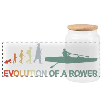 Development of a rower - Panoramic Cookie Jar with Wooden Lid - white - Front