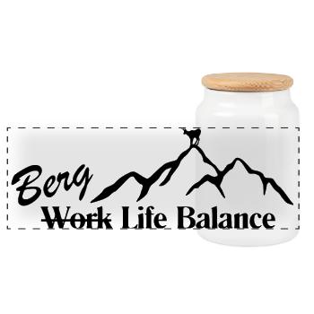 Équilibre de la vie en montagne - Boîte à biscuits avec couvercle en bois - blanc - Devant