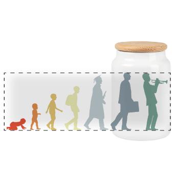 Trumpeter Life Cycle - Panoramic Cookie Jar with Wooden Lid - white - Front