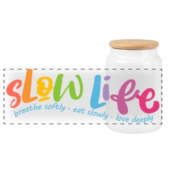 Slow Life - Boîte à biscuits avec couvercle en bois - blanc - Devant