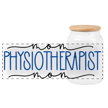 Physiotherapist Proud Mom Cute Gift - Panoramic Cookie Jar with Wooden Lid - white - Front