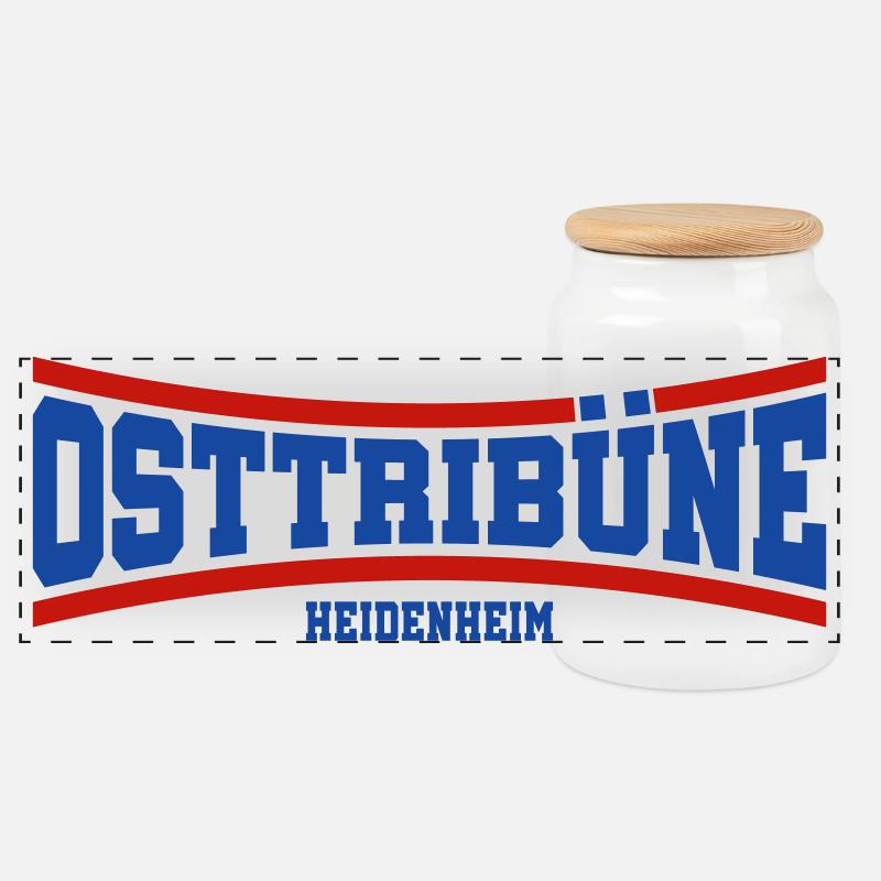 Osttribüne Heidenheim | Farben änderbar - Panorama Keksdose mit Holzdeckel - Weiß