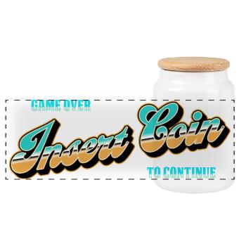 Insert Coin Arcade Nostalgia - Boîte à biscuits avec couvercle en bois - blanc - Devant