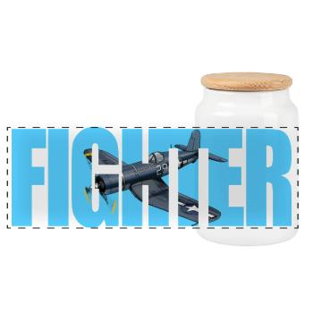 Fighter F4U Corsair - Panoramic Cookie Jar with Wooden Lid - white - Front