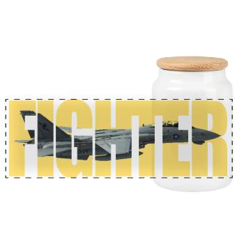 Fighter F-14 Tomcat - Panoramic Cookie Jar with Wooden Lid - white - Front