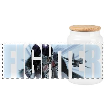 Fighter - Panoramic Cookie Jar with Wooden Lid - white - Front