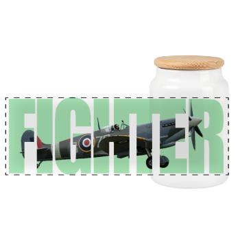 Fighter Spitfire - Panoramic Cookie Jar with Wooden Lid - white - Front
