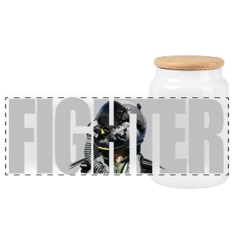 Fighter - Panoramic Cookie Jar with Wooden Lid - white - Front