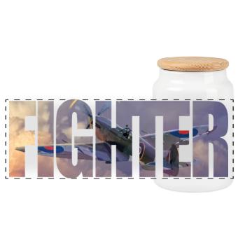 Fighter Spitfire - Panorama Keksdose mit Holzdeckel - Weiß - Vorne