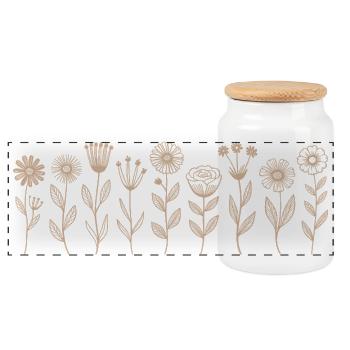 Wildflowers Flowers - Panoramic Cookie Jar with Wooden Lid - white - Front
