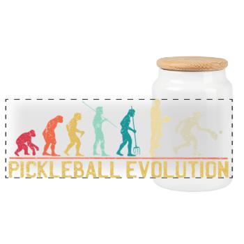 Pickleball Evolution Progression Design - Panorama Keksdose mit Holzdeckel - Weiß - Vorne