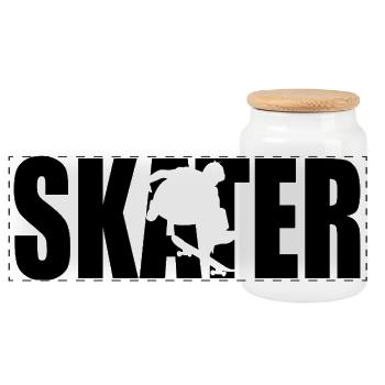 Klassisches Skater Design – Schlicht & lässig - Panorama Keksdose mit Holzdeckel - Weiß - Vorne