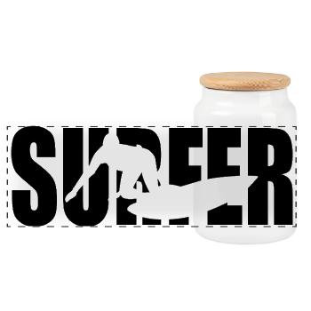 Klassisches Surfer Design – Wellen & Freiheit - Panorama Keksdose mit Holzdeckel - Weiß - Vorne