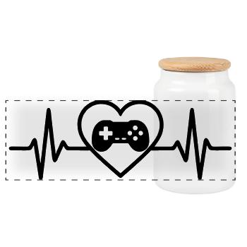 Herz Retrogaming – Console de jeu vintage - Boîte à biscuits avec couvercle en bois - blanc - Devant