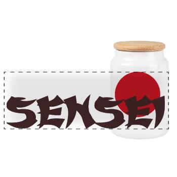 Sensei Text japan - Panoramic Cookie Jar with Wooden Lid - white - Front